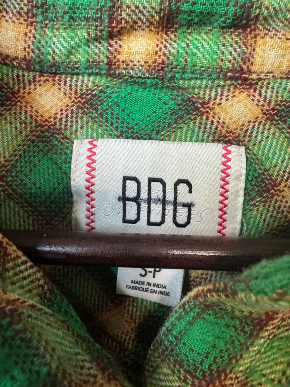 BDG Urban Outfitters Brixton Green Plaid Flannel Shirt with Raw Hem. Small - Picture 4 of 15